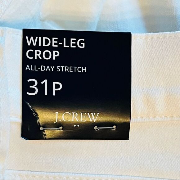 J. Crew Wide Leg Cropped Jeans Size 31 Petite White Stretch Raw Hem NWT - Picture 5 of 8
